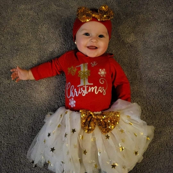 💜Baby girl 1st Christmas set - Picture 1 of 6